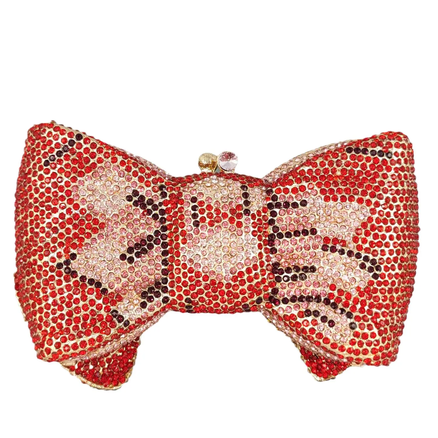 Boutique De FGG Women Red Bow Clutch Evening Bags Party Dinner Cocktail Rhinestone Minaudiere Handbags and Purses