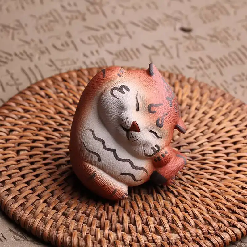 Yixing Purple Clay Pet Decoration Piece, Little Tiger, By Renowned Artist Zhao Yonghui, Fully Handmade, Exquisite Accessory, Can