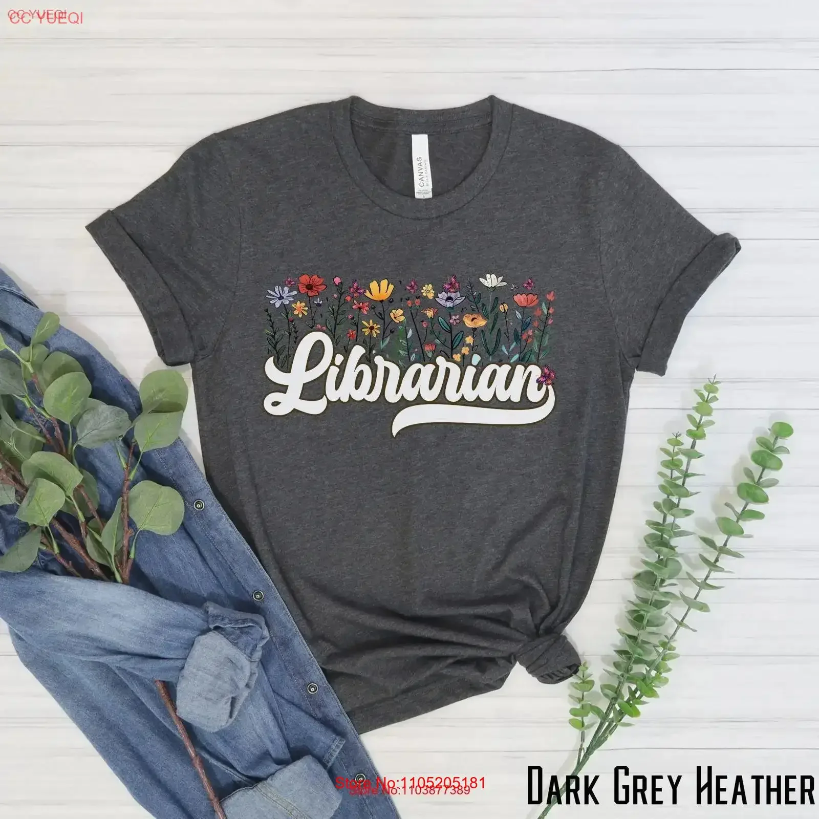 أمين المكتبة الأزهار تي شيرت التقدير العودة إلى المدرسة عشاق الكتاب مكتبة فريق خمر غسلها عادية للجنسين تنوعا قليلا #1