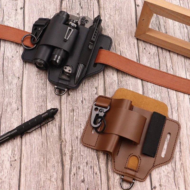 Alat Taktis Sarung Kulit Negara Terbuka Bertahan Hidup Luar Ruangan Senter Lengan Pisau Lengan Fanny Pack untuk Mendaki Penggunaan Sehari-hari Bekerja