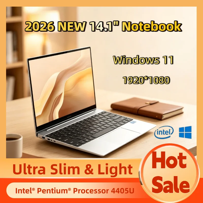 

14.1 Inch Ultra Slim Notebook Windows 11 16GB RAM 2TB SSD Intel 4405U 1920x1080 Gaming Laptop Gamer Office Study PC