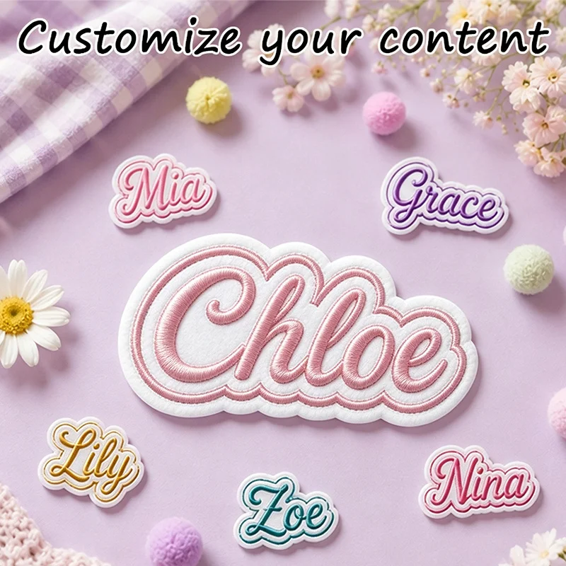 Customized Embroidered Name Letter Combination Badges Iron-on Sewn Personalized Name Tags Fabric Badges Jackets Hats Bags Coats