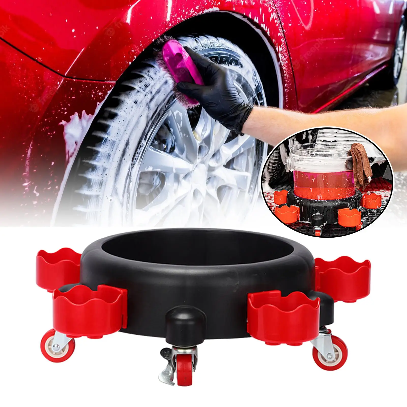 Rolling Bucket Dolly Moving Base Car Wash Stool for Car Wash Car Beauty