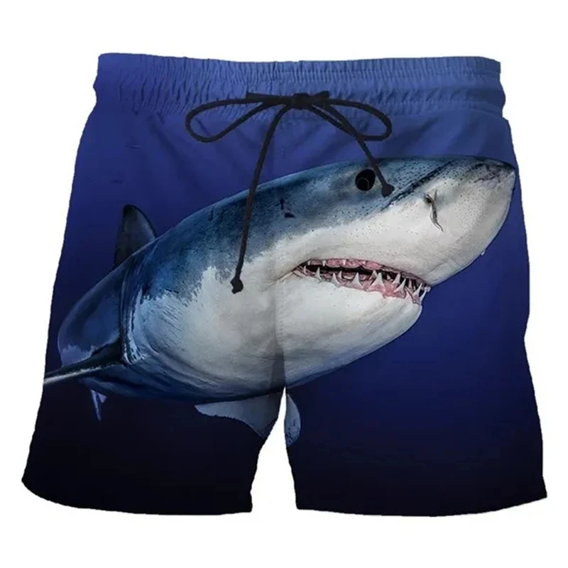 กางเกงขาสั้นชายหาดลายฉลาม 3 มิติ แฟชั่นลำลองสำหรับผู้ชาย กางเกงว่ายน้ำชาย กางเกงขาสั้นชาย ชุดว่ายน้ำชาย