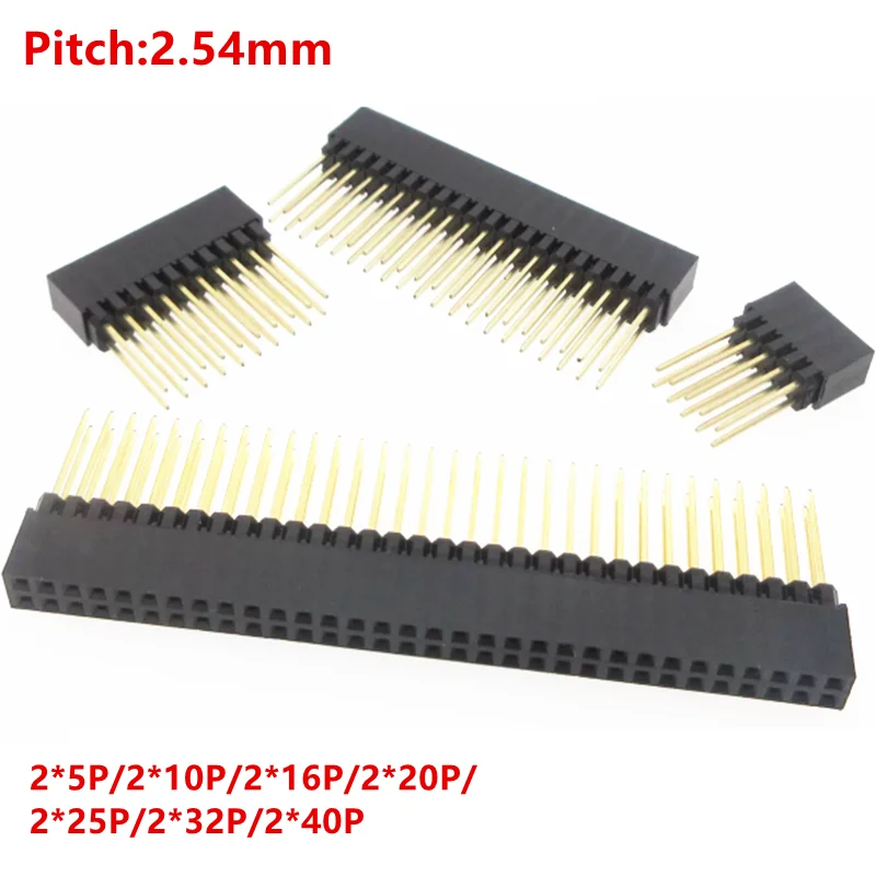 5PCS PC104 2.54mm 2x10P/16P/20P/25P/32P/40Pin Female Stacking Header Connector Dual Row 2x20P for Control Motherboard Interface