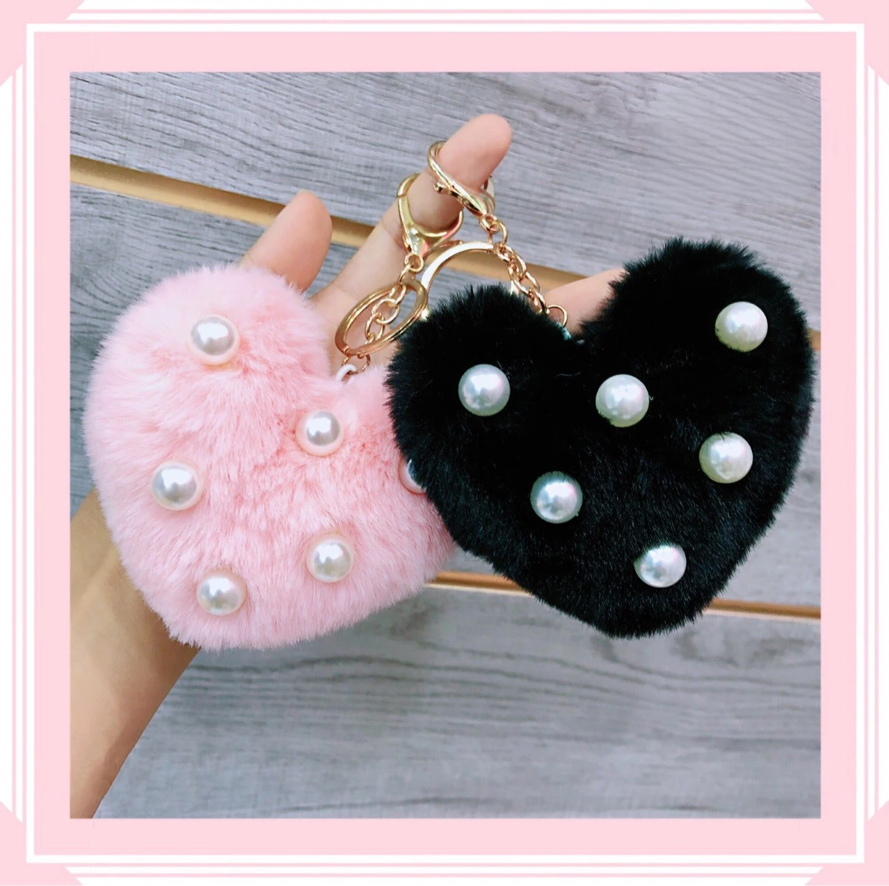 

30pcs/lot Heart Wool Ball Pearl Heart-shaped Rabbit Hair Plush Bag Stuffed Gift Keychain,Deposit First to Get Discount much