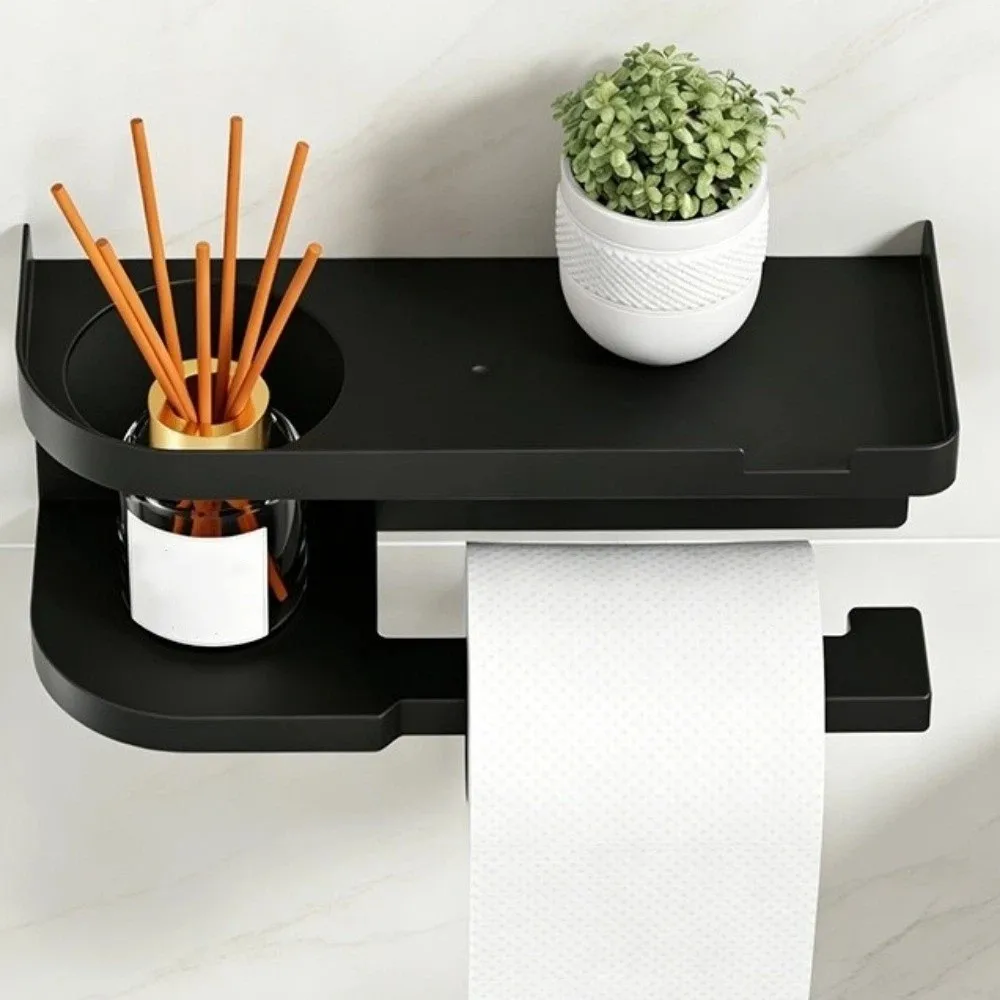 Self Adhesive Toilet Roll Paper Holder Wall Mounted Plastic Tissue Storage Rack Punch-Free Space Saving Tissue Rack Restroom Use - view 4