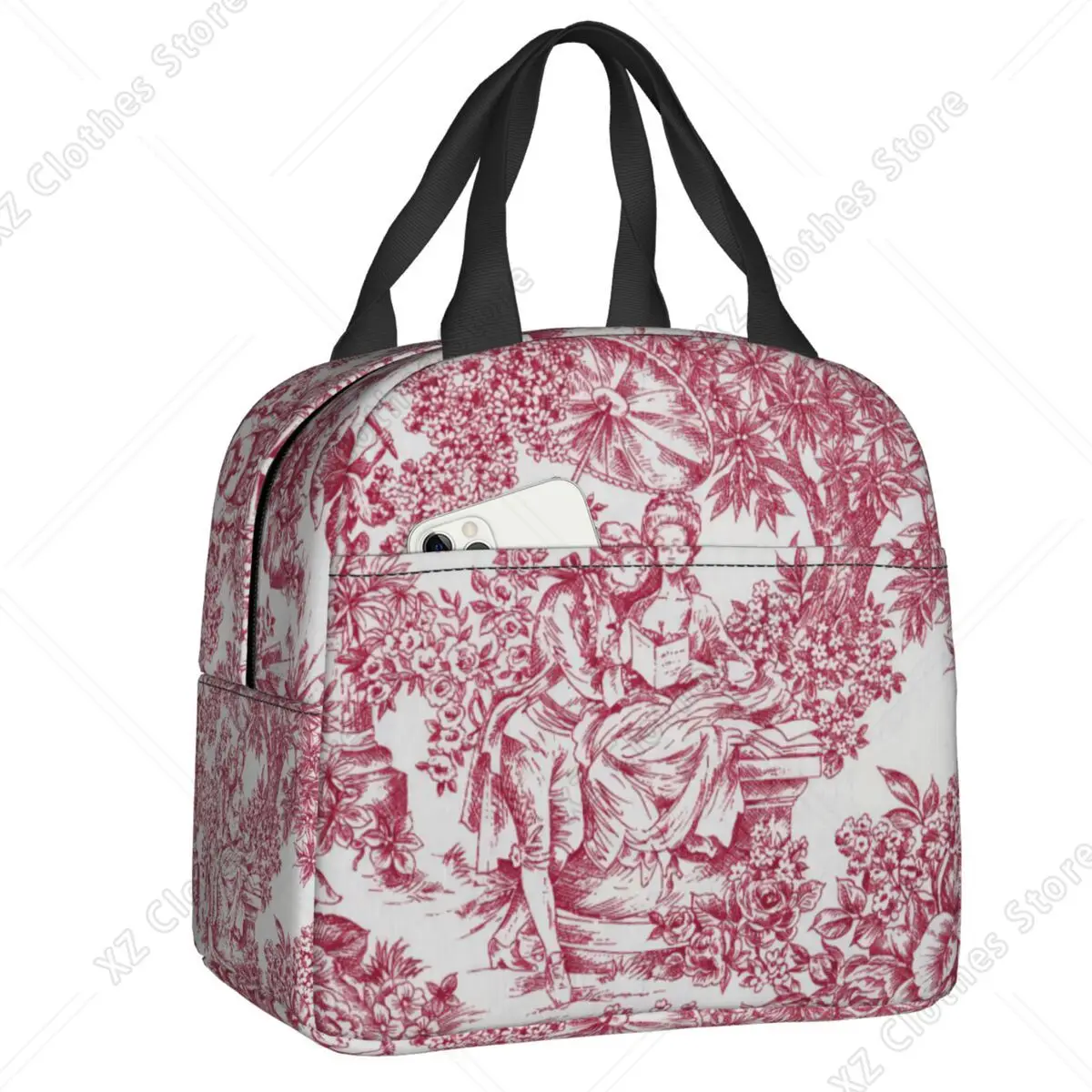 bolsa-termica-personalizada-com-estampa-vintage-toile-de-jouy-para-mulheres-caixa-termica-para-alimentos-ideal-para-criancas-na-escola