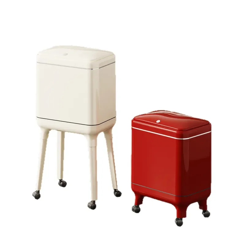 Tall Kitchen Trash Can with Lid Large Capacity Removable Bin High Leg Design No Bending Household Waste Container