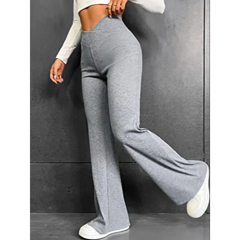 Plus Size New Women's Sexy V-Waist Yoga Pants  Gym Running Fitness Sports Pant Female High Waist Hip Lifting Flare Trousers