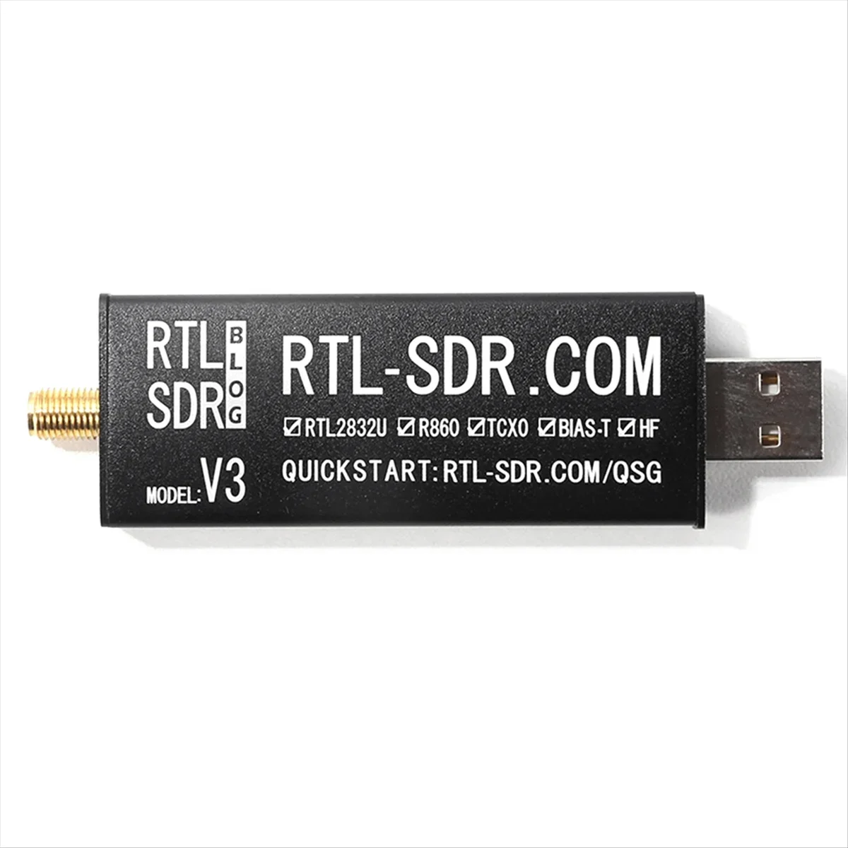 Para RTL-SDR blog v3 rtl2832u tcxo receptor kit completo hf biast sma rádio definido por software 500khz-1766 mhz até 3.2 mhz