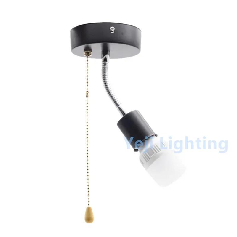 

Ceiling rose canopy with pull zipper switch E27 ceramic socket lamp holder with hose iron lamp bases for Monitor aisle lights