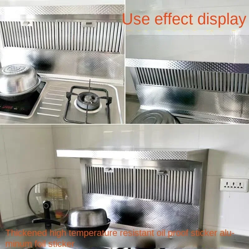 Kitchen oil-proof sticker stove top high temperature self-adhesive wallpaper cabinet countertop aluminum foil thickened