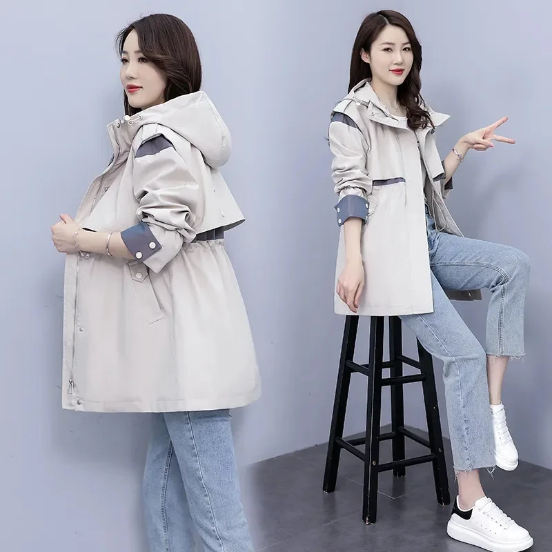 Imagem -03 - Cabolsa Coreano com Capuz Feminino Sobretudo Elegante Solto Corta-roupas com Todos os Fósforos Cabolsas Femininos Moda Primavera e Outono Novo 2024