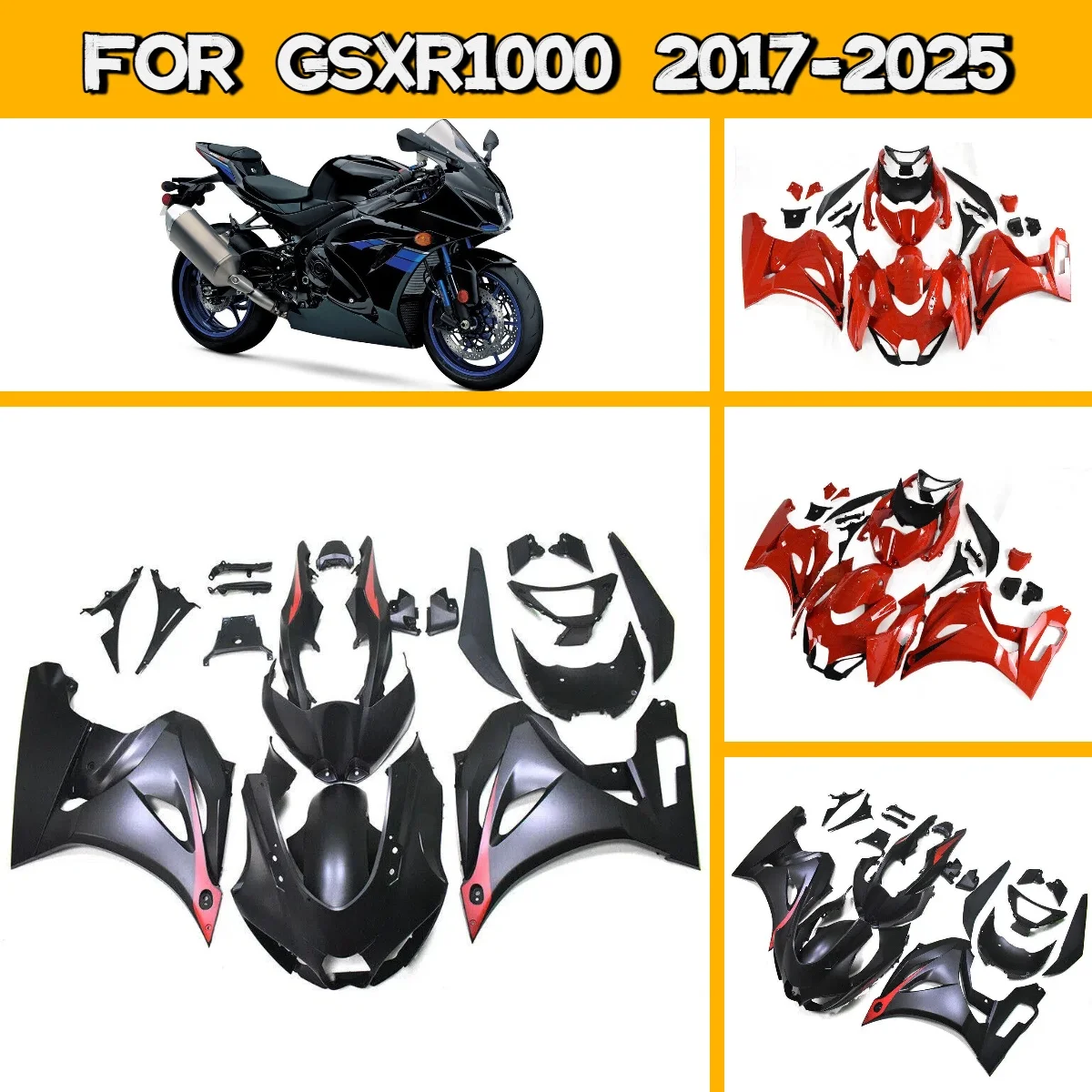 

Высококачественный комплект обтекателей (обвес) из АБС-пластика для мотоциклов Suzuki GSXR 1000 2017-2025 годов выпуска, изготовленный методом литья под давлением