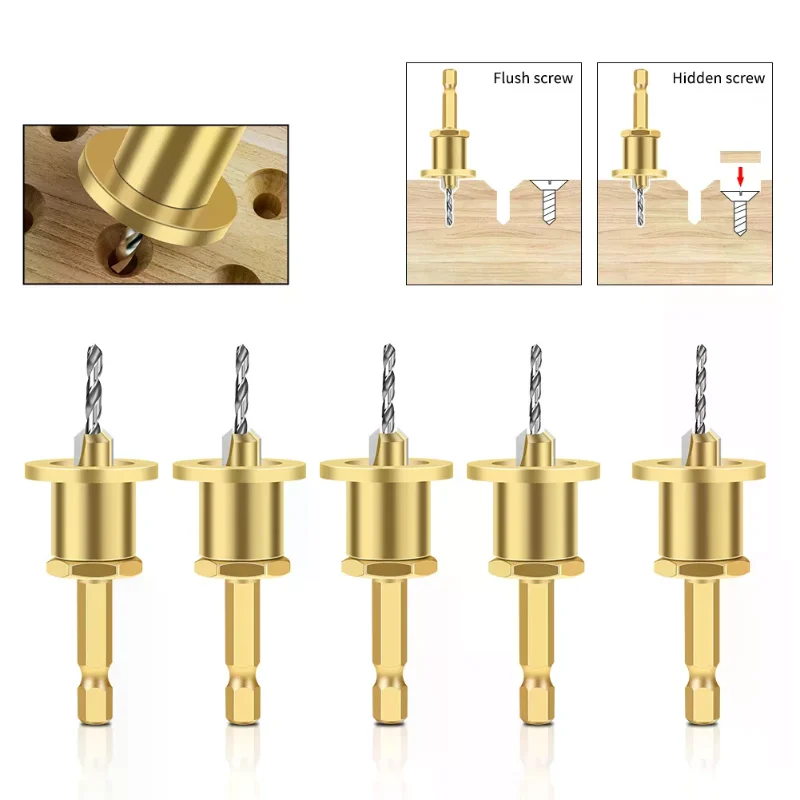 Adjustable Hexagonal Shank Countersunk Drill, Screw Step Drill, Self Tapping Screw Alloy Drill, Woodworking Tool