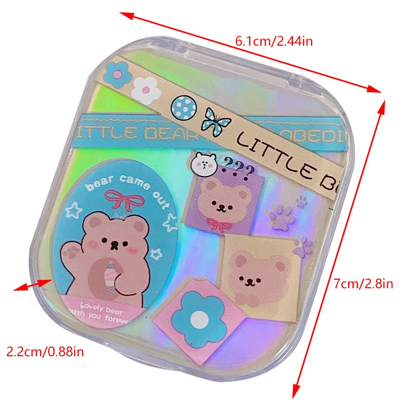 INS Cartoon Laser Bear Cute Nearsighted Contact Lens Case Cute Girl's Heart Storage Case