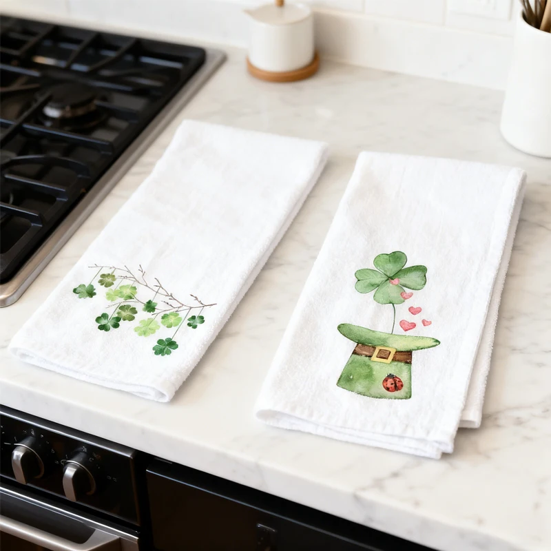 عيد القديس باتريك منشفة كيس الدقيق مع الشامروك عطلة حفلة المنزل الحمام المطبخ منشفة قطنية لوازم الديكور مزرعة
