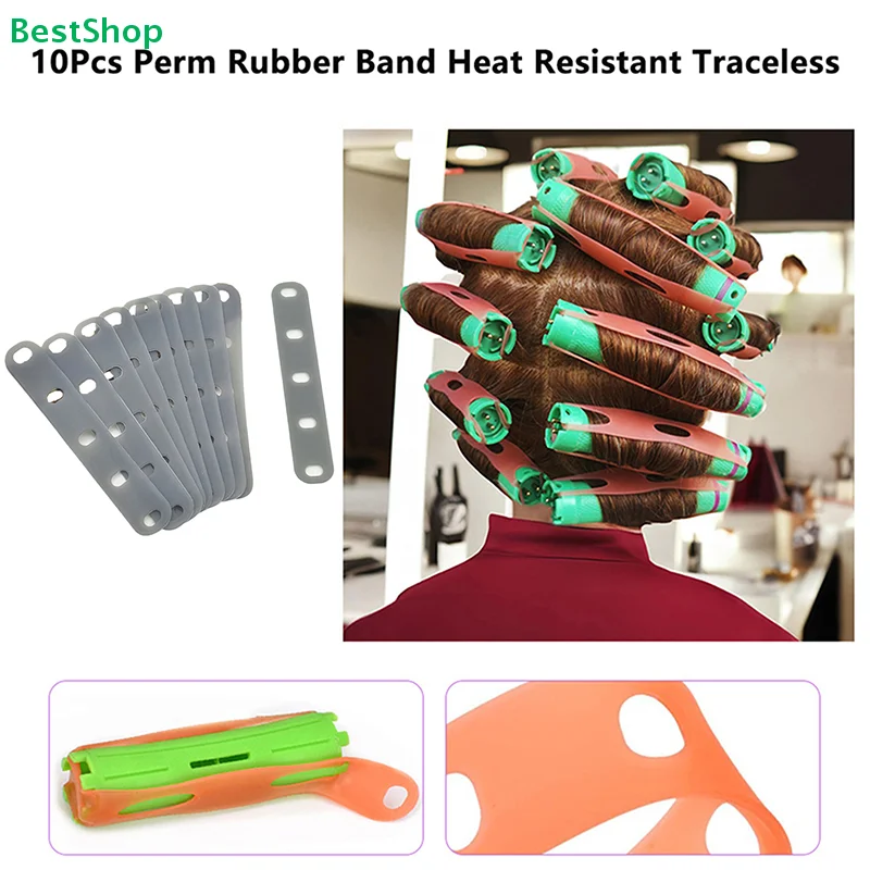♥10Pcs Heat Resistant Perm Rubber Bands - Traceless Hair Perming Strips for Salon and Home Use