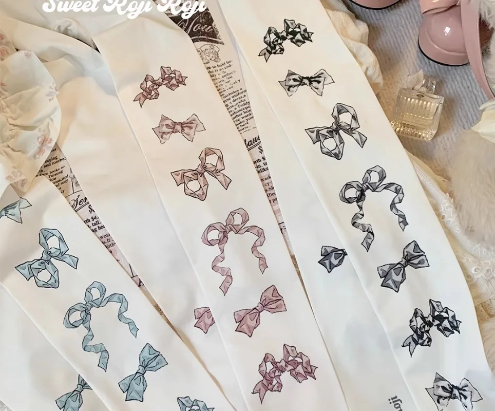 Hot New Japanese Joint Doll Lolita Socks Women's Summer and Autumn Bow Beauty Sweet Velvet Printed Pantyhose for Girls
