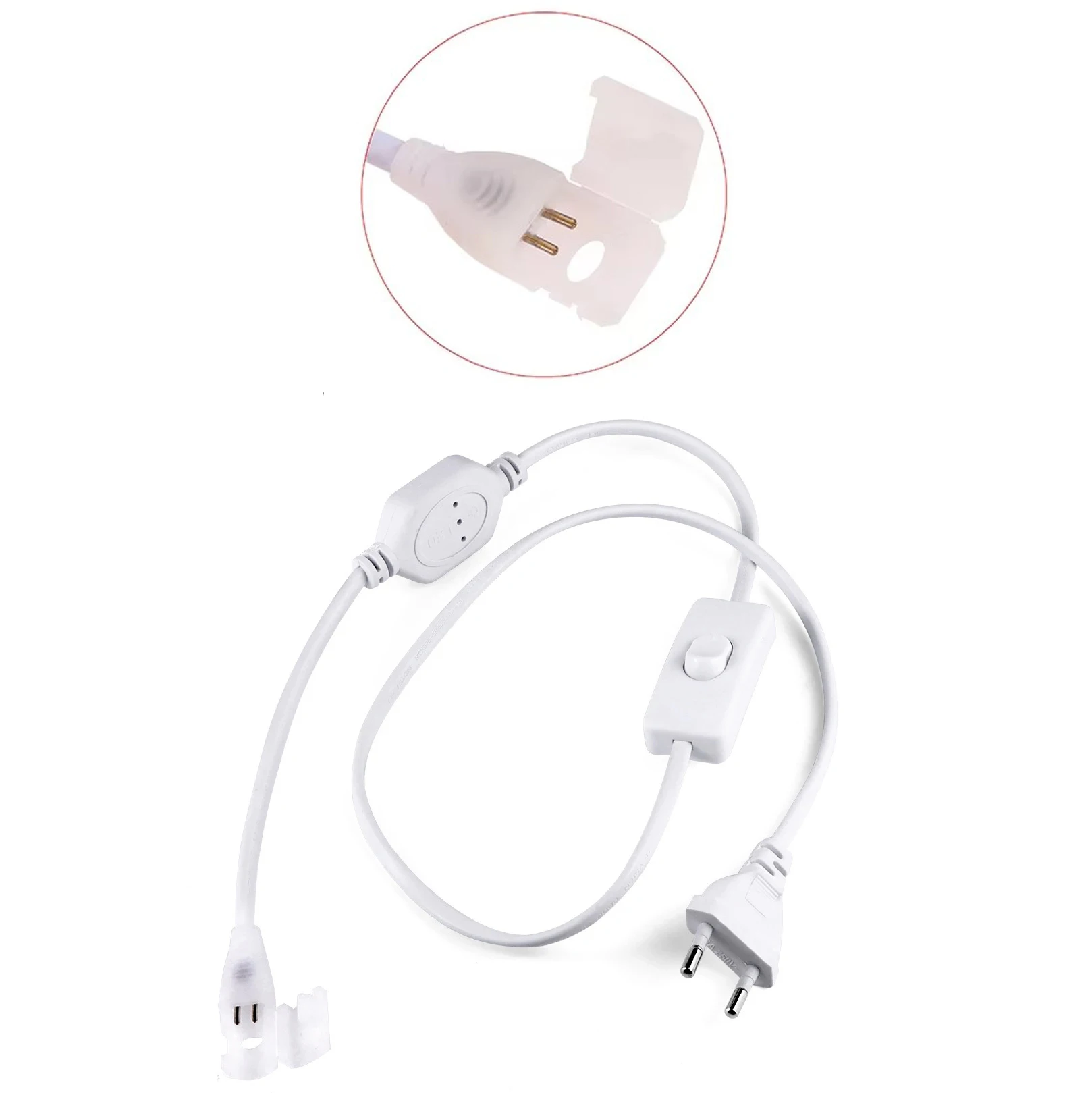 EU Plug with ON-OFF Switch for 220V COB LED Strip