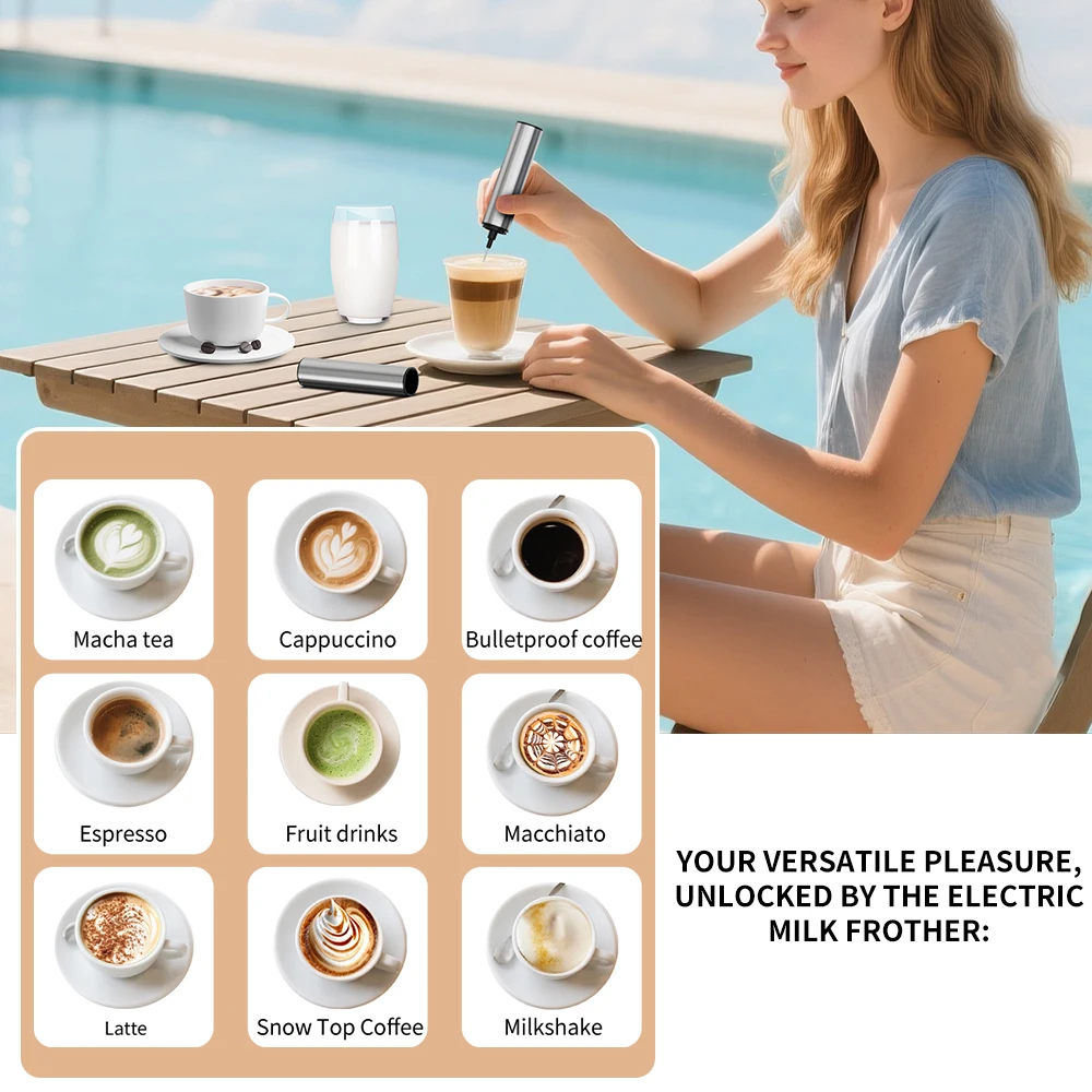 Kitchen Powerful Stirrer Milk Frother Handheld Foam Maker for Lattes Whisk Drink Mixer Coffee Electric Rechargable Egg Beater