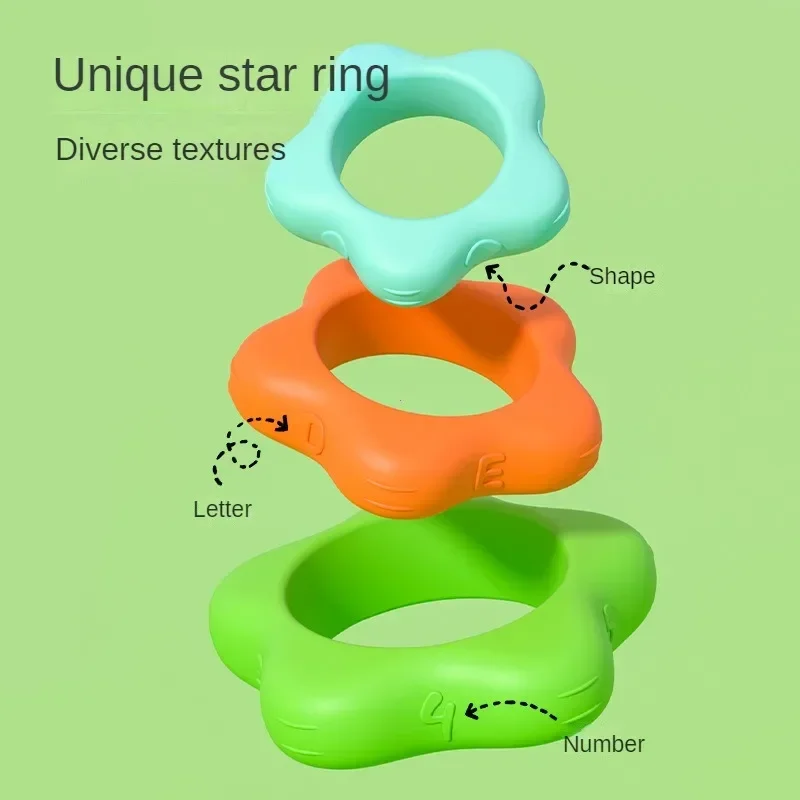 6 Pcs Baby Stacking Ring Toy Tower Stacking Toys for Toddlers Montessori Educational Learning Sensory Toys Nesting Blocks Gift