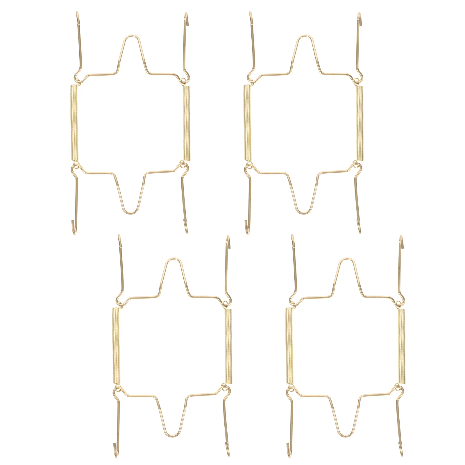 

4 Pcs Spring Hooks Wall Plate Hangers Metal Display Stand for Round Square Plates Golden Coated Expandable Lightweight