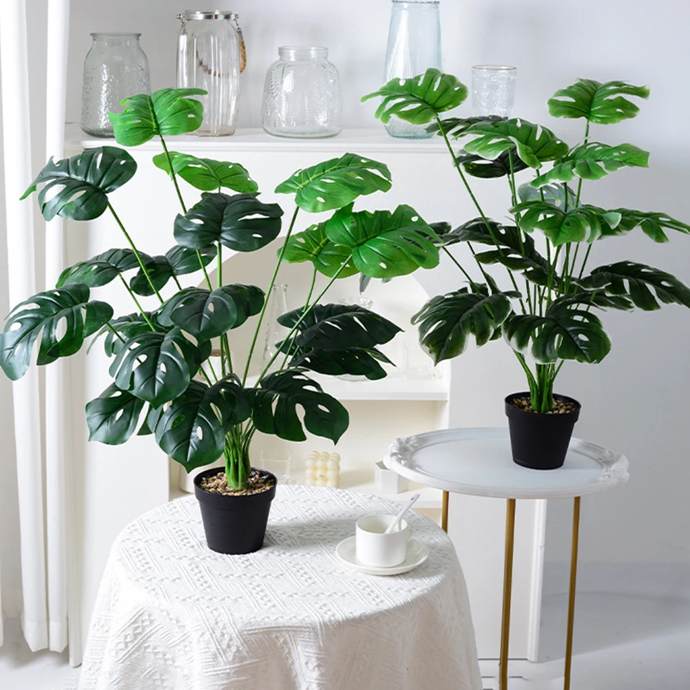 

Artificial Monstera Leaf Simulated Green Plant Faux Tropical Decorative Fake Leaves For Party Photo Props Diy Home Garden