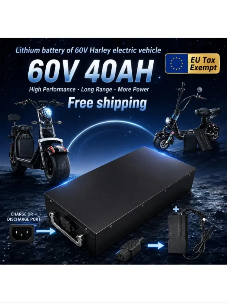 Premium 60V 20Ah/30Ah/40Ah Lithium-Ionen-Akku für Harley Elektromotorräder, geeignet für Motoren unter 3000W.
