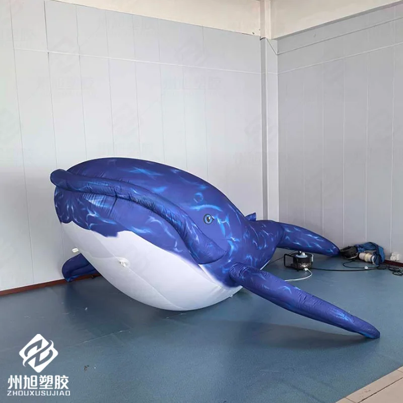 حوت قابل للنفخ، نموذج هوائي للحيوانات، مع منفاخ، ديكور لحدث مركز التسوق في المراعي الخارجية، يمكن أن يتوهج #5