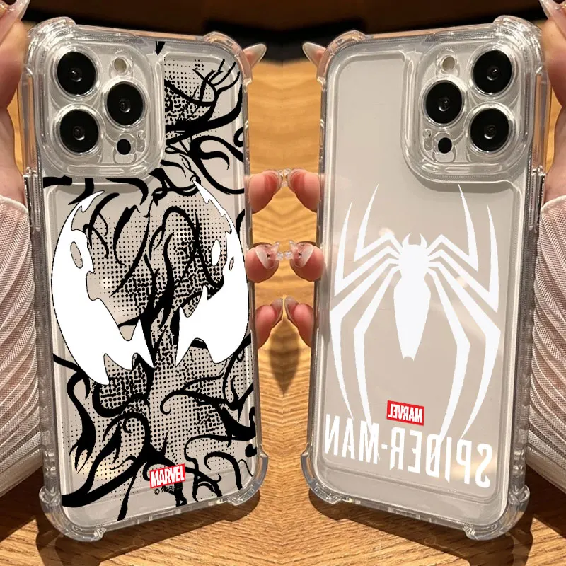 

Marvels Hero Spiderman Venom Cool Phone Case Clear For iPhone 17 16 14 15 11 12 13 Pro Max 16E 15 16 Plus 17Air Shockproof Cover