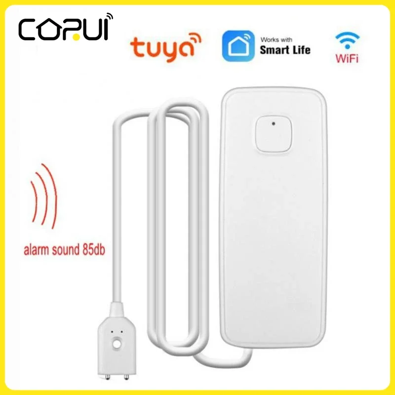 

CoRui Water Level Leakage WIFI Water Leak Sensor Detector Alarm Overflow Security System Smart Leven Klep 80dB Alarm Geluid