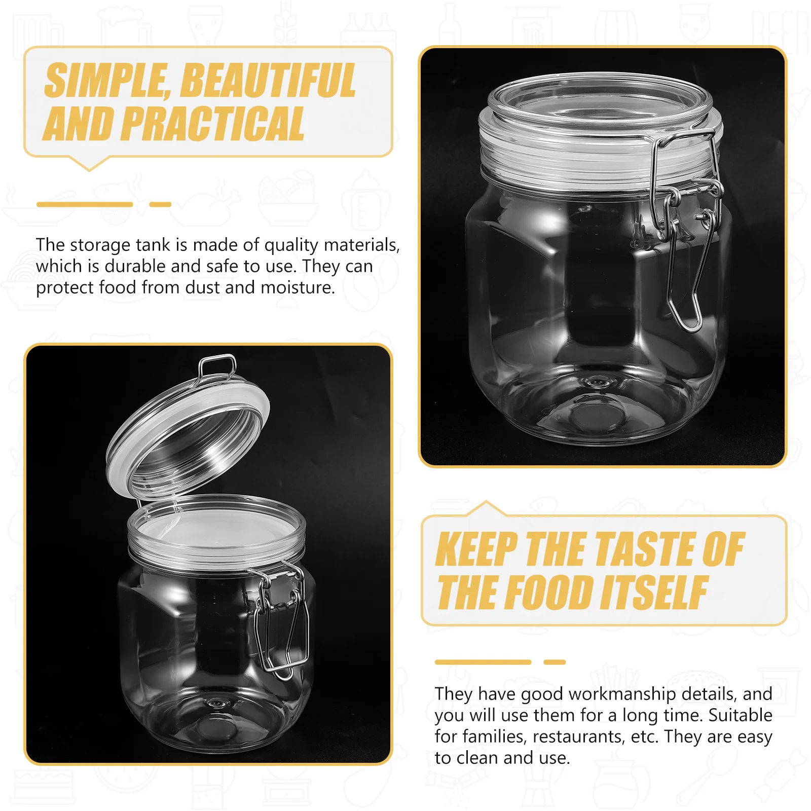 Airtight Honey Jar Bottles Small Jars with Lid Caviar Storage Jam Plastic Sealed Juice Containers