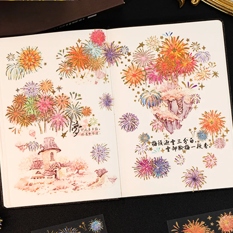 Mr. Paper Warm Night Scene Stickers 2 sheets/pack Sweet Sky Brilliant lights Create Scenery Stickers Handbooks Holiday Gifts
