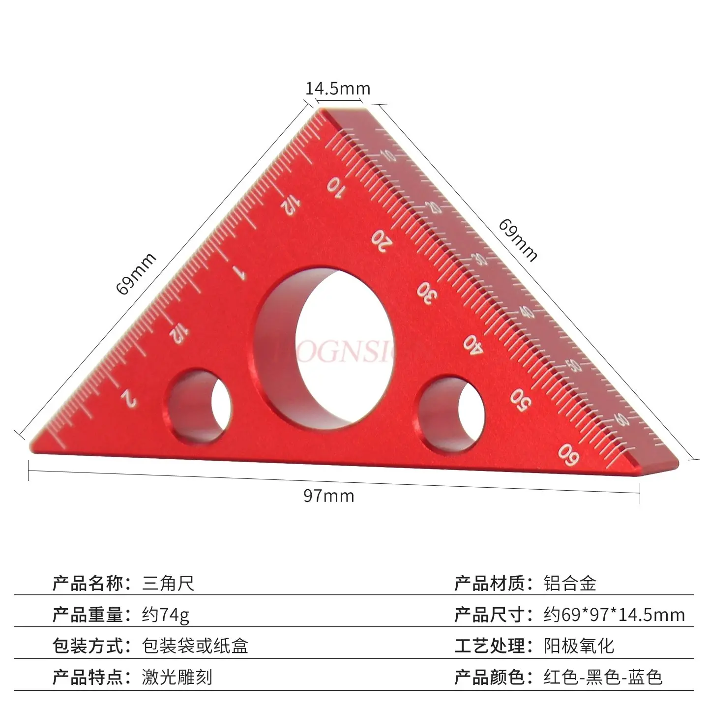 1pcs Aluminum alloy square ruler, woodworking triangle ruler, height ruler, dual scale metric and imperial angle ruler