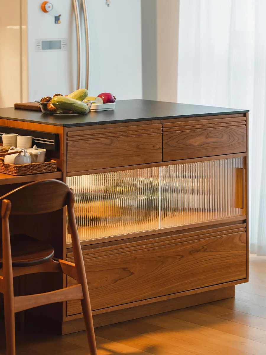 

Nordic solid wood island home living room multi-functional open bar cabinet dining room simple storage side cabinet cabinet