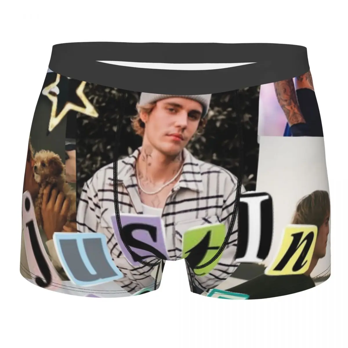 

Custom Justin Bieber Collage Music Singer Underwear Men Breathbale Boxer Briefs