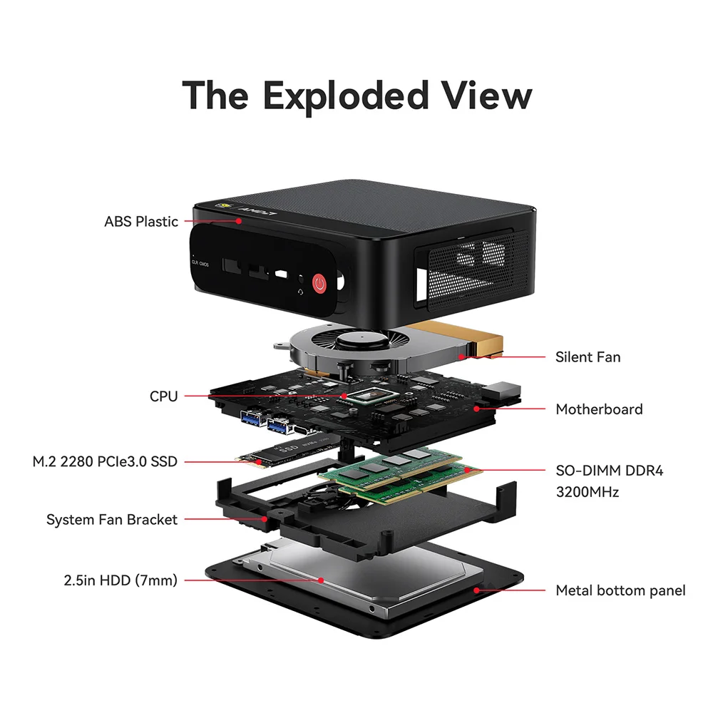 Beelink SER5 Pro 미니 PC AMD Ryzen 7 5800H DDR4 16GB 32GB SSD 500GB 지원 WiFi6 BT5.2 4K HD 1000M 데스크탑