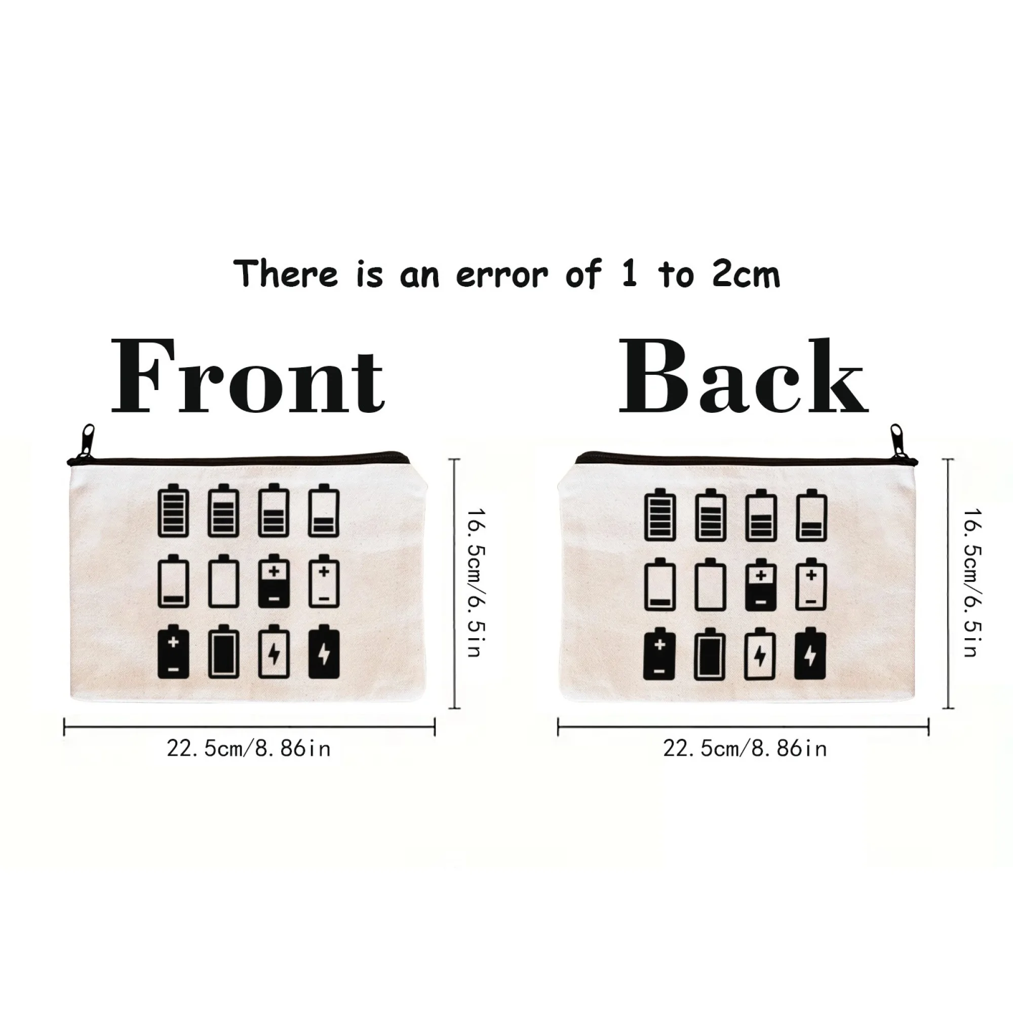 Creative Battery-themed Multifunction Cosmetic Pouch with Various Charge Icons  Quirky for Tech Enthusiasts & Power Obsessives