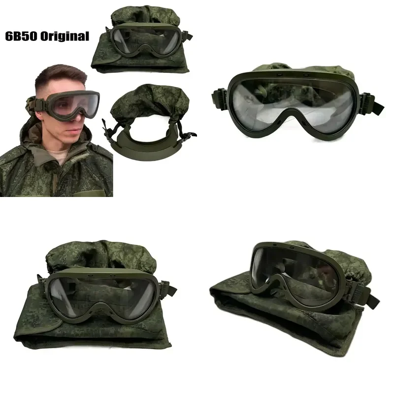 6B50 Tactical Goggles Green Lightweight Combat Military Eye Protection With MOLLE Storage Pouch For Airsoft Hunting