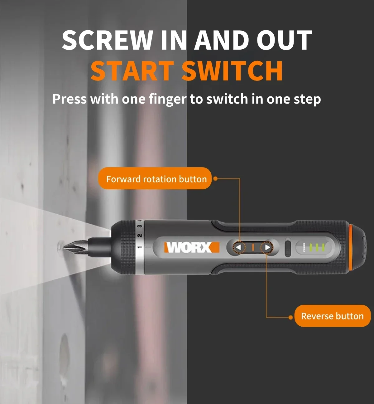 

WORX WX242 Tools 420 4 В Набор электрических отверток Умные беспроводные электрические отвертки Перезаряжаемый набор 30 бит Мини-дрель