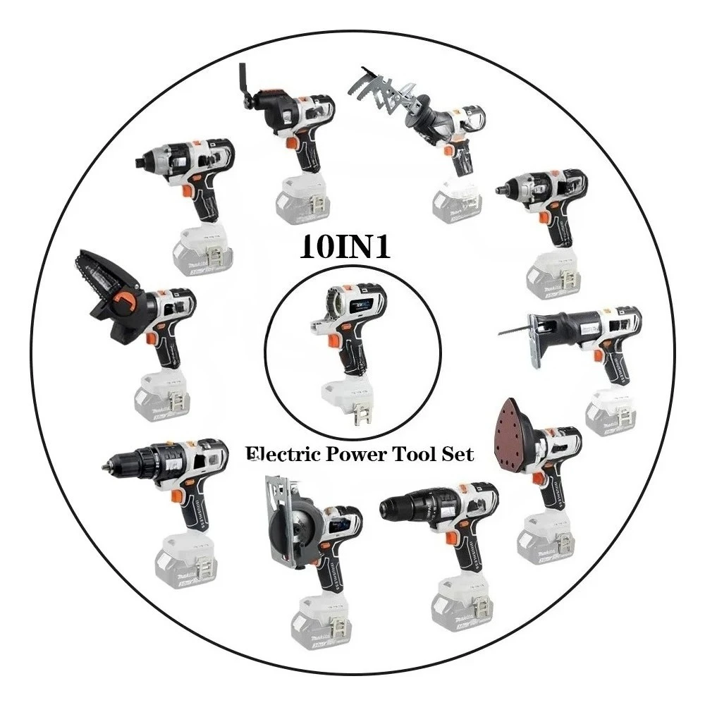 Complete Set of Brushless Electric Tools, Multifunctional, Multi-purpose, Rechargeable, Modified for Household Use,