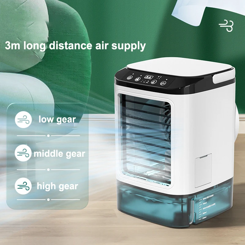 Upgraded Mist Cooling Fan Mini Desktop Small Spray Air Cooler Household Portable Air Conditioner Humidifier with Ice Box