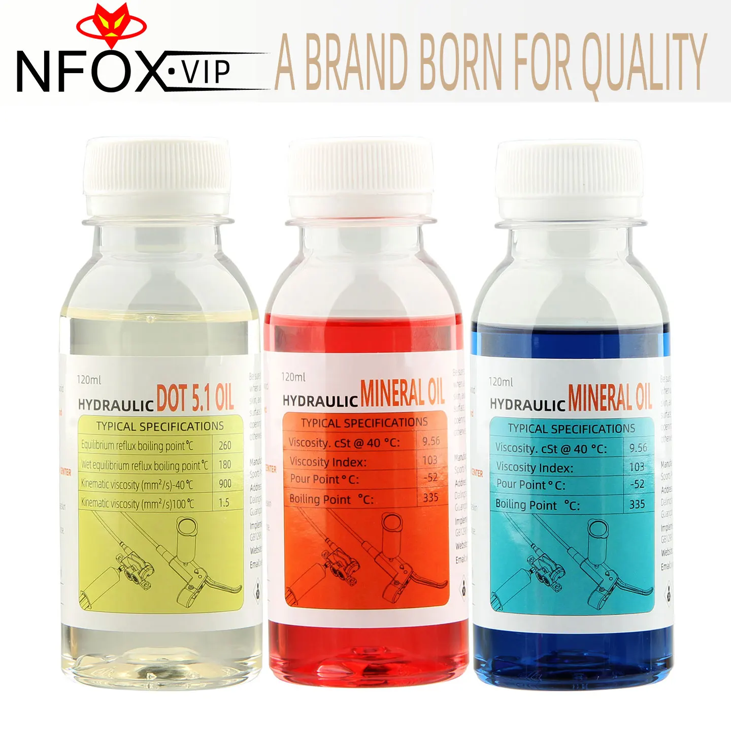 NFOX الزيوت المعدنية DOT 5.1 السائل 120 مللي/4.2 أوقية متوافق مع نظام الفرامل الهيدروليكية صيانة ل دراجة الطريق الجبلية سكوتر كهربائي