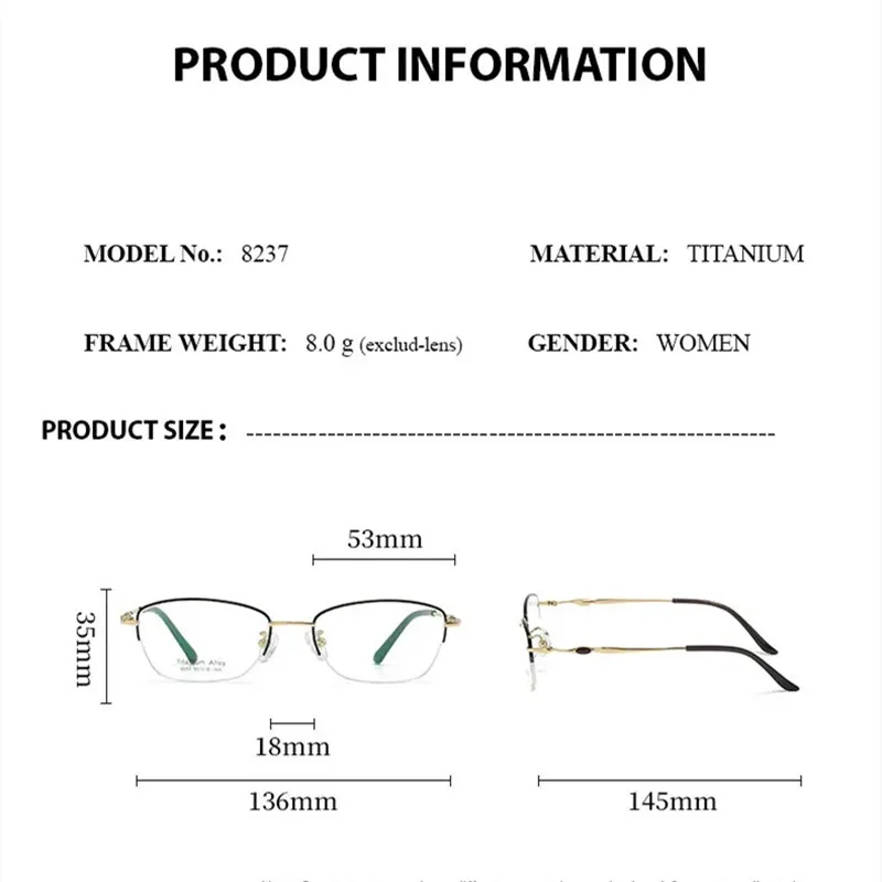 Chashma Woman Glasses Rose Gold Titanium Prescription Glasses Frame Elegant Optical Female Lightweight 8 g Eyewear Spectacles
