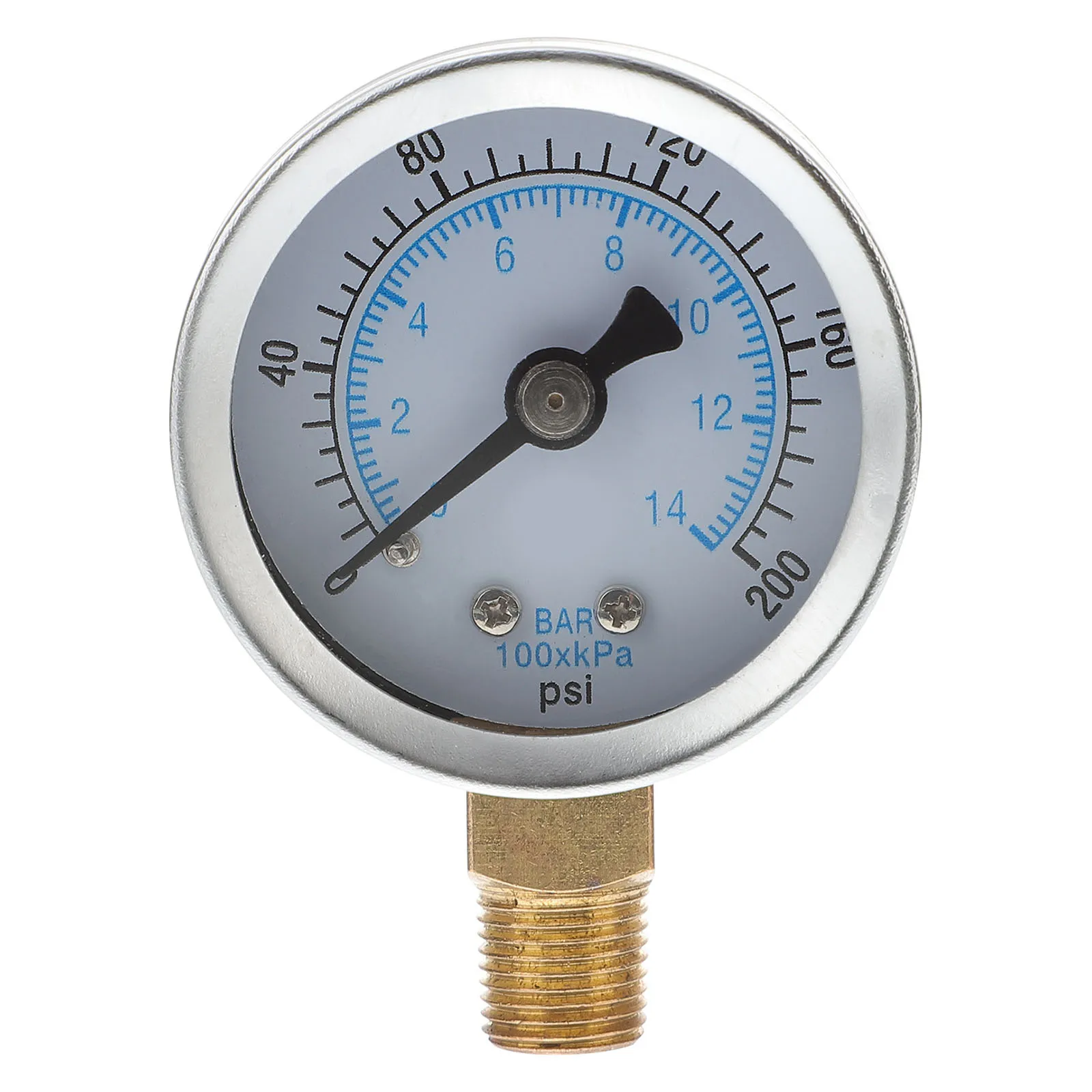 

1/8" Npt 40Mm 0-200Psi 0-14Bar Air Pressure Gauge Double Scale Iron Case Mini Size Compressed Bar Pressure Gauge Instrument