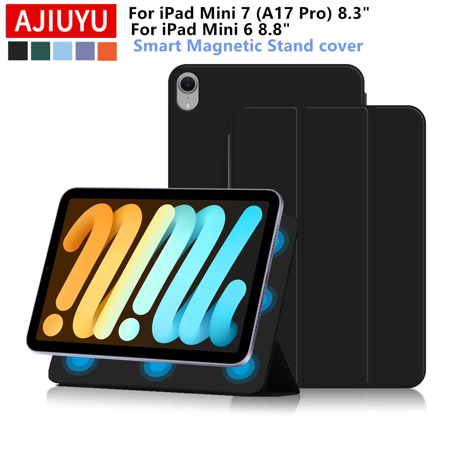 Funda magnética para iPad Mini A17 Pro, Funda para iPad Mini 7, Funda para tableta de 8,3 pulgadas, Funda para iPad Mini 6 Mini7, Funda tipo libro inteligente