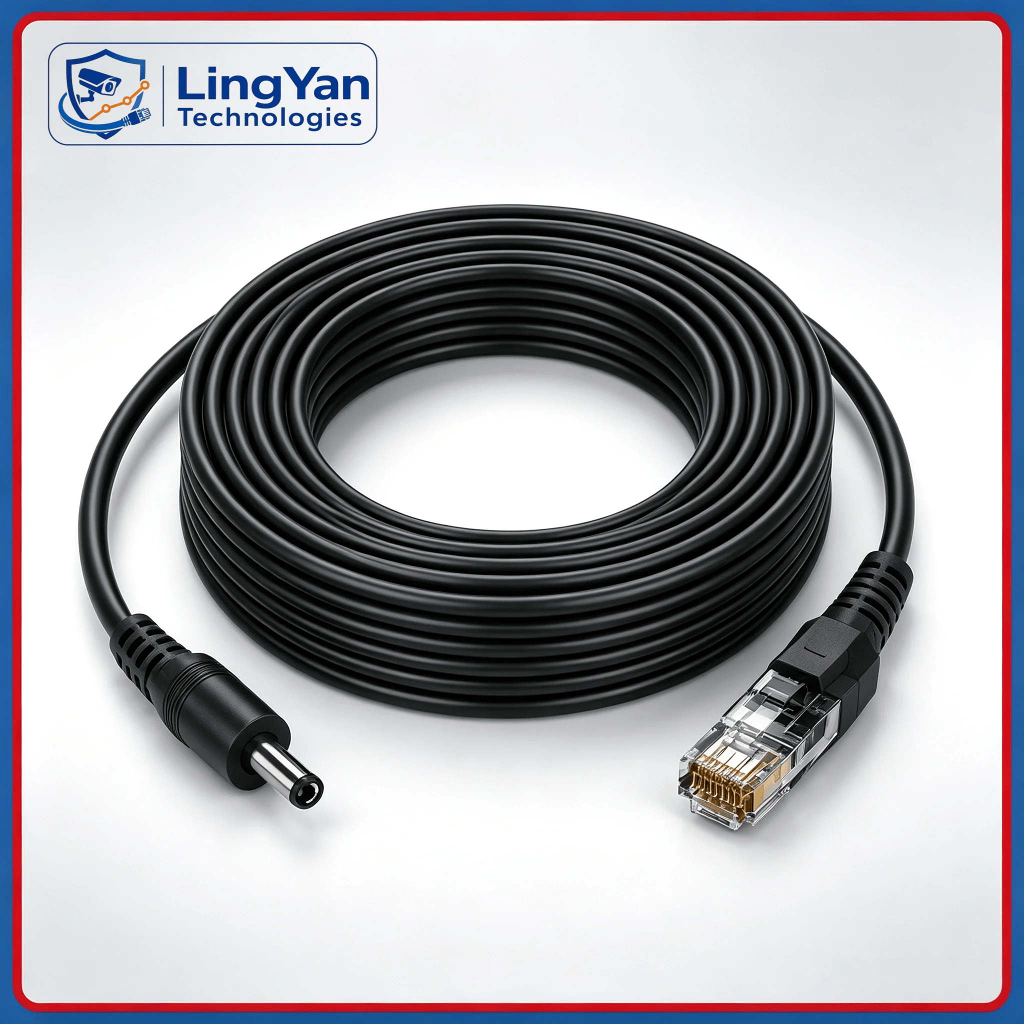 Composite 8+2 Core Surveillance Wire RJ45 DC 5.5x2.1mm Network Power Extension Kit For Indoor IP Camera DVR Layout