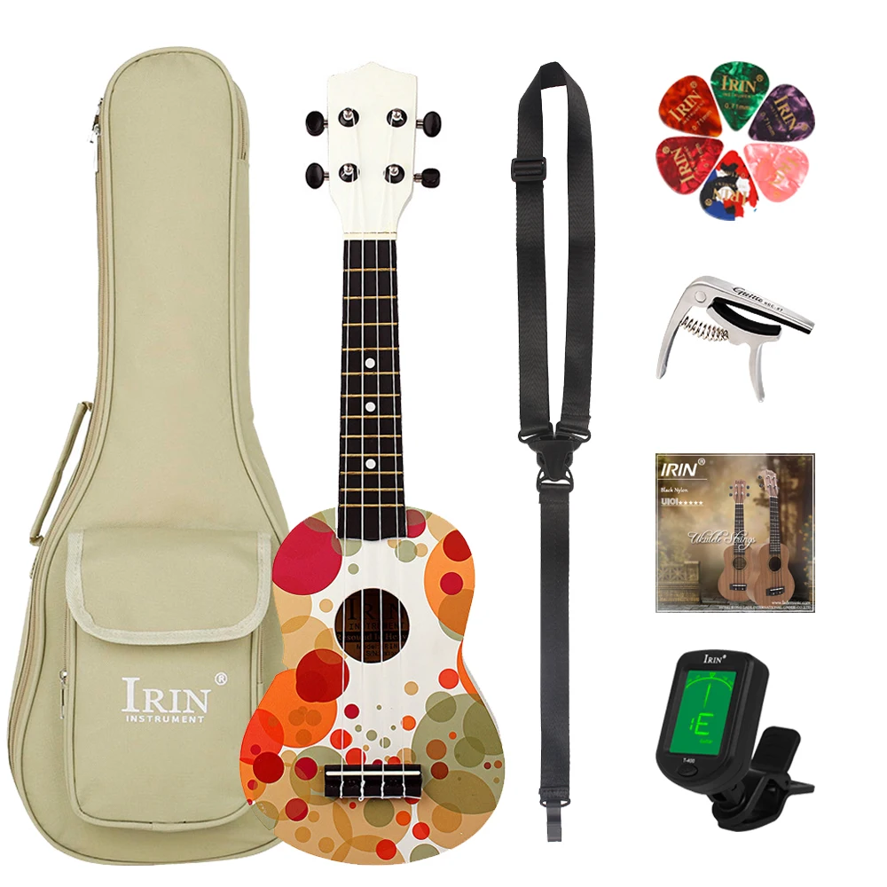 

IRIN 21 Inch Ukulele 4 Strings Hawaiian Guitar Colourful Bubble Guitarra Ukulele With Bag Tuner Capo Guitar Parts & Accessories